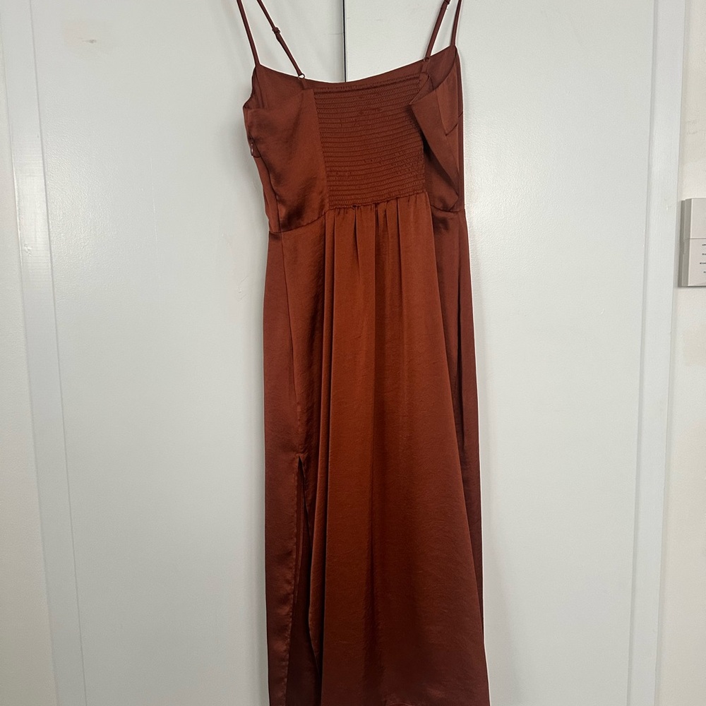 Aritzia Magdalena Satin Dress size 4 Rust - Picture 4 of 6